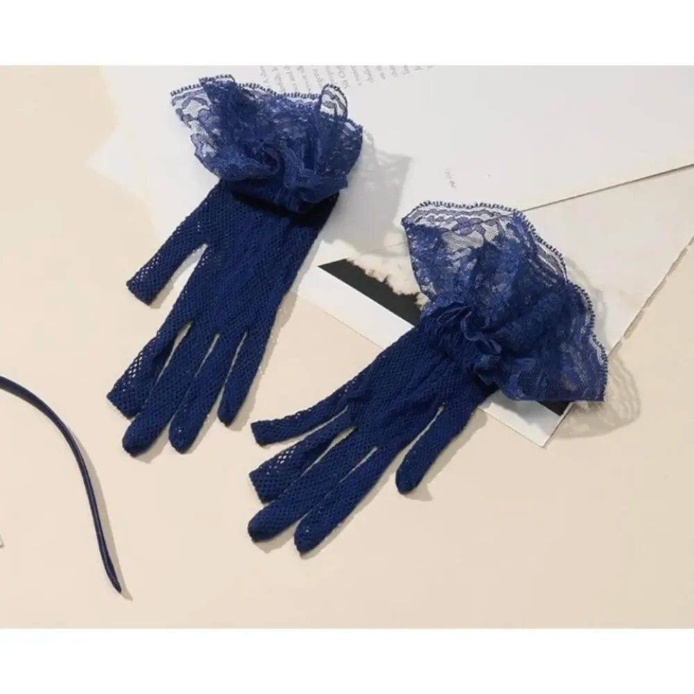 NWOT Navy Blue Fishnet Gloves One Size